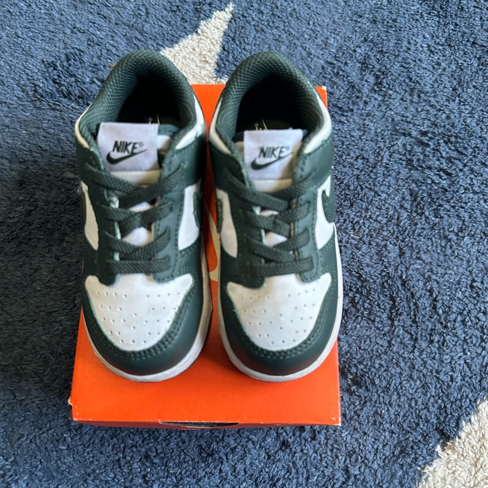 Nike Toddler Green and White Dunk Low